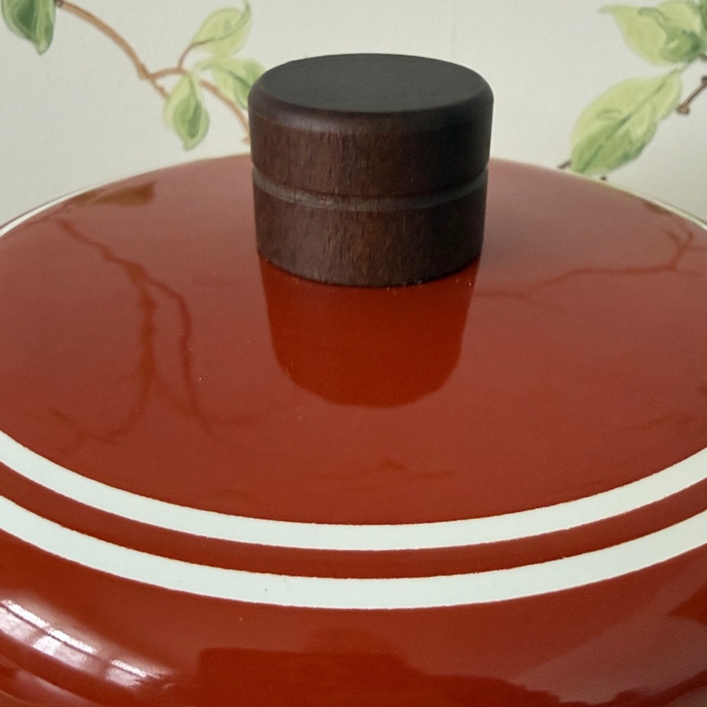 Mid Century 70s Sienna Brown Porcelain Enamel Fondue Set with Accessories - NEW - Picture 14 of 15